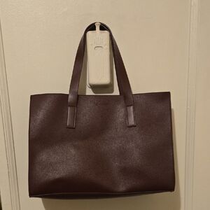Rachel Zoe Dark Brown Pebbled Vegan Leather Shoulder Tote